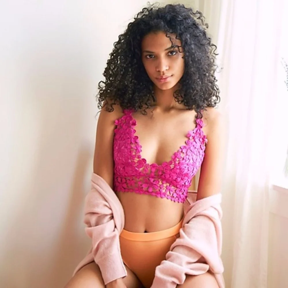 NWT FREE PEOPLE Pink Miss Dazie Longline Bralette - XS - Picture 1 of 4